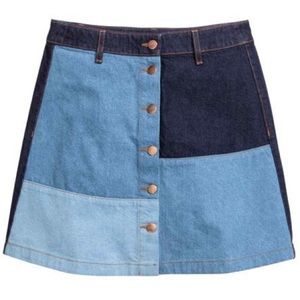 H&M 70s denim colorblock skirt